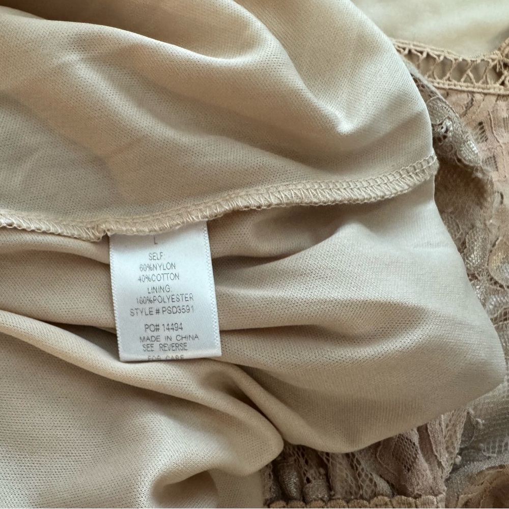 Baltic Born Polagram Lace Embellished Midi Dress Wedding Guest L Nude Tan NEW - Picture 6 of 6